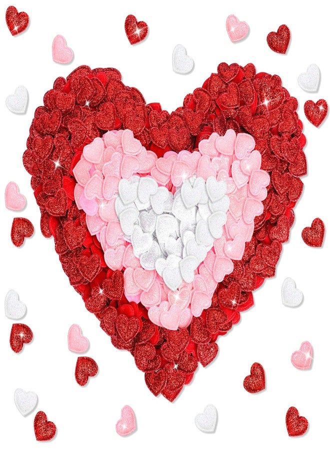 FYSUIMU 300Pcs Valentine's Day Felt Hearts Decoration Glitter Red Pink White Felt Heart Romantic Mini Heart Confetti for Wedding Mother's Day DIY Crafts - Image 1